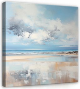 Våszonkép Absztrakt Kék Tenger Tengerpart Våszon Fal Hålószoba 40x40