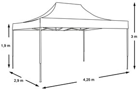 Összecsukható kerti pavilon több típusban-2,9x4,25 méteres-piros-pavilon+hordtáska