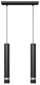 LED csillár TUBA 2xGU10/4,8W/230V fekete/fényes króm, kábelre szerelhető