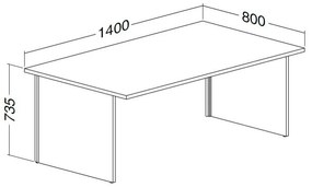 ProOffice A asztal 140 x 80 cm, bükkfa