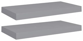 2 db szürke MDF fali polc 50 x 23 x 3,8 cm
