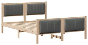 Ágykeret barna és sötétszürke 140 x 190 cm Tömör fenyőfa