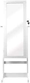 Tükrös ékszertartó szekrény 119,5 x 35 x 8,7 cm - fehér
