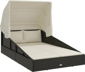 vidaXL fekete polyrattan napágy összecsukható tetővel 200x114x128 cm