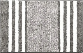 Fürdőszobaszőnyeg Csíkos Fehér-Szürke Mikroszálas 50x80 Csúszásgátló