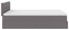 szürke műbőr ottomán ágy matracokkal &amp; LED-ek 140x190cm