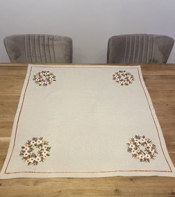 Hímzett terítő Levelek krém 85x85 cm TiaHome