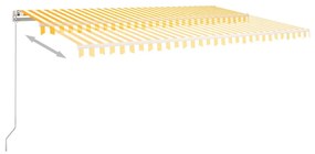 sárga-fehér szélérzékelős és LED-es napellenző 5 x 3 m