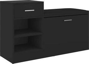 vidaXL fekete szerelt fa cipőtároló pad 94,5 x 31 x 57 cm