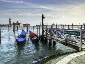 Poszter 40x30cm Gondola kikötési hely a Grand Canal-on, Assaf Frank