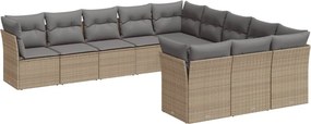 vidaXL 11 részes bézs polyrattan kerti ülőgarnitúra párnákkal