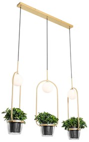 Art Deco függőlámpa arany fehér üveggel 3-lámpás - Isabella