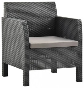antracitszürke rattan kerti szék párnával 63 x 65 x 76 cm PP rattan
