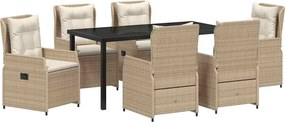 vidaXL Kert étkező szett 7 pcs Beige és Világosszürke polirattan