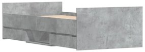 betonszürke ágykeret fej- és lábtámlával 90 x 190 cm