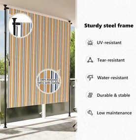 sárga és fehér szövet és acél kültéri roló 150 x 270 cm