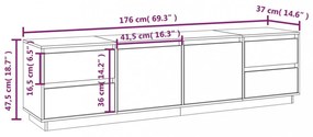 mézbarna tömör fenyőfa TV-szekrény 176x37x47,5 cm