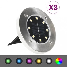 8 db RGB szĂnƱ napelemes talajba szĂșrhatĂł LED-lĂĄmpa