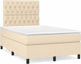 vidaXL krémszínű szövet rugós ágy matraccal 120 x 200 cm