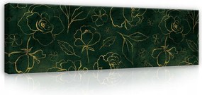 Vászonkép 145x45 Arany virágok sötét háttér elegáns minta luxus motívum