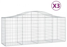 3 db íves horganyzott vas gabion kosár 200x50x80/100 cm
