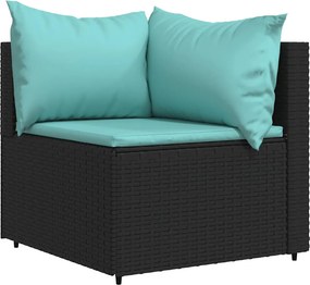 vidaXL fekete polyrattan kerti sarokkanapé párnákkal