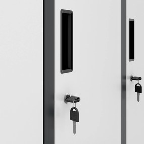 Fém öltözőszekrény 6 rekeszes IGOR, 900 x 1850 x 450 mm, antracit-fehér