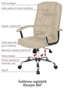 Ergonomikus irodai szék, Bedora Abraj, ekológikus bőr, bézs