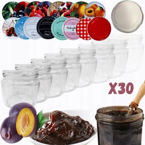 Befőttes üvegek 330ml 30 Szett Fedéllel lekvár fűszer gomba 82mm