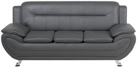 Elegáns háromszemélyes műbőr kanapé szürke színben LEIRA Beliani