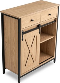 Komoda z Szufladami COLE 70 cm Dąb/Czarny