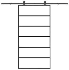 Tolóajtó vasalatokkal 102x205 cm ESG üveg&amp;alumínium