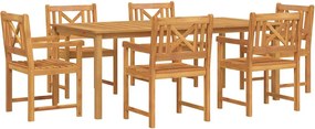 vidaXL Kert étkező szett 7 pcs Barna Tömör Akácfa