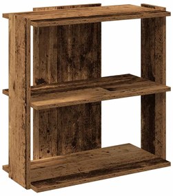 3 szintes antik fa szerelt fa könyvespolc 60 x 30 x 60 cm