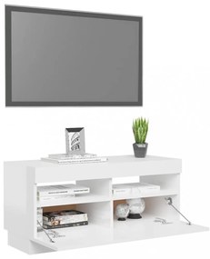 magasfényű fehér TV-szekrény LED-lámpákkal 80 x 35 x 40 cm