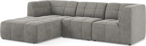Szürke bársony sarokkanapé (bal oldali-heverő résszel) Aloha – Makamii