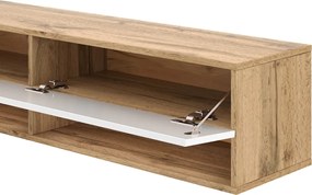 TV szekrény 140 cm 1 ajtós Wotan tölgy / fehér magasfény színkombinációban – DERBY