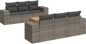 vidaXL 7 részes szürke polyrattan kerti ülőgarnitúra párnákkal