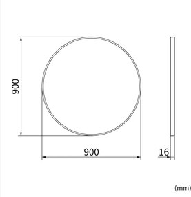 Erga Round, kerek tükör 90cm, fekete kerettel, ERG-V01-ROUND-9090-BK