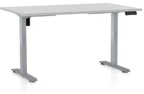 OfficeTech B állítható magasságú asztal, 140 x 80 cm, szürke alap, világosszürke