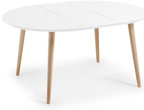 Fehér bővíthető étkezőasztal fehér asztallappal ø 120 cm Oqui – Kave Home