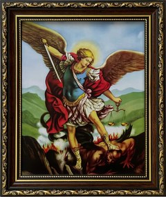 Vászonkép 31x26 Szent Mihály Arkangyal Díszített Keret