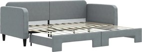 vidaXL világosszürke kihúzható szövet heverő 90 x 200 cm