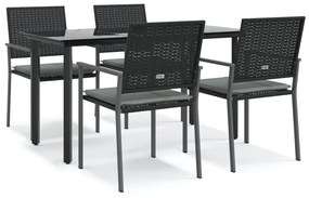 vidaXL 5 részes polyrattan és acél kerti étkezőgarnitúra párnával