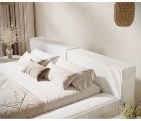 Krémszínű kárpitozott ágyneműtartós franciaágy ágyráccsal 140x200 cm Voliera – Maison de Rêve