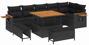 Kerti Kanapé Szett párnával 9 pcs Fekete 100 x 100 x 71 cm