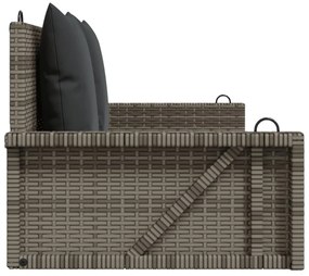 szürke polyrattan hintapad párnákkal 119x56x48 cm