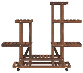 tömör fenyőfa virágtartó állvány kerekekkel 95 x 25 x 101 cm