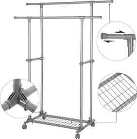 Ruhaállvány, kettős ruhasín hosszabbítható 87-tol 150 cm-ig