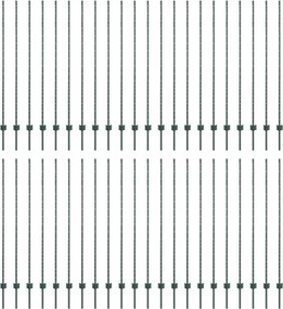vidaXL Kerítésoszlop 44 pcs Zöld 200 cm Acél